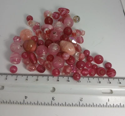 Lote Art Deco Cristales Rosa Vidrio Remolino Checo Cerámica Mezcla Joyería Fabricación Patrimonio Foto 1 de 4