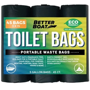 45 Portable Toilet Bags Biodegradable 5 Gallon Human Waste Bags for Camping B... - Picture 1 of 7