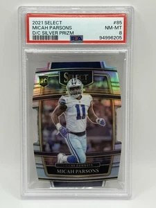 2021 Select Micah Parson Die Cut Silver Prizm RC PSA 8 NM-MT - Foto 1 di 2