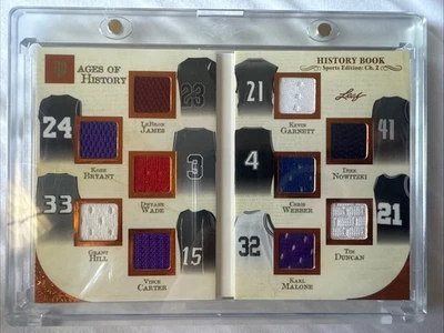 2025 Leaf History Book Pages History 10 Piece Game Used Jersey LeBron Kobe Wade - Image 1 of 4