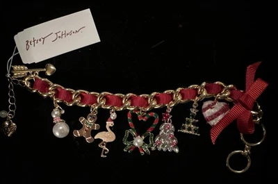 NUEVO CON ETIQUETAS BETSEY JOHNSON Árbol de Navidad PAN DE JENGIBRE Encurtido Encanto Jingle Bells PULSERA Foto 1 de 4