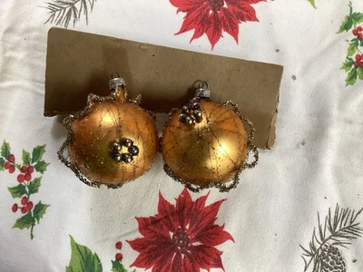 Vintage Christmas Mercury Glass Tinsel Ball Ornaments - Image 1 of 2