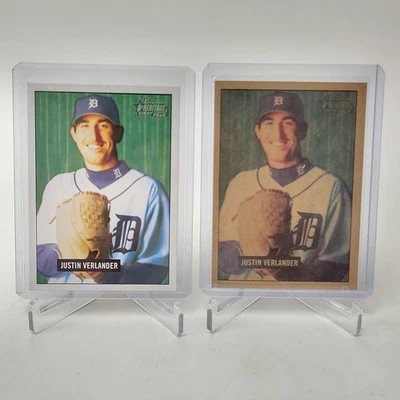(2) 2005 Bowman Heritage Justin Verlander Base &  Mahogany SP RC Rookie Tigers - Image 1 of 2
