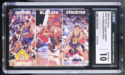 1993-94 NBA Hoops 93 League Leaders Steals 289 Michael Jordan CGC 10 Gem Mint 💎 - Image 1 of 3