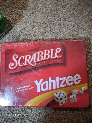 SCRABBLE & YAHTZEE Dice Games In Collector's Tin #41638 2003 Hasbro  New  - Image 1 of 2