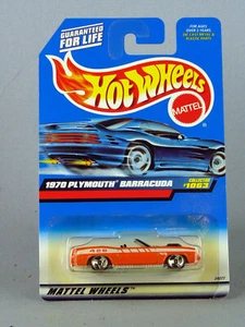 HOT WHEELS 1999 1970 PLYMOUTH BARRACUDA ORANGE 3 SPOKE WHEELS COLLECTOR #1063  - Bild 1 von 2