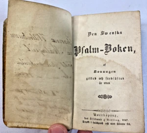 ANTIQUE 1847 Swedish Small Hynal Psalm Book - COOL! - Bild 1 von 9