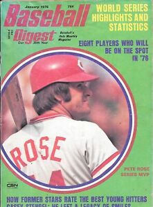 Baseball Digest - Jan. 1976 - Reds' Pete Rose cover - World Series issue