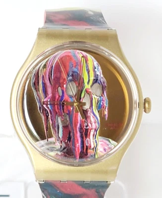 SWATCH, SWISS MADE,  WE'REALLGONNADIE MULTI COLOR SKULL  WATCH, SU0Z115 NIB - Image 1 of 4