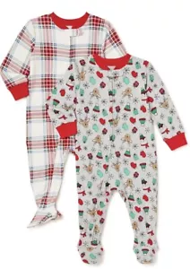 Holiday Time Baby Christmas Sleep And Play Boys Girls Pajamas Size 0/3 Months - Picture 1 of 3