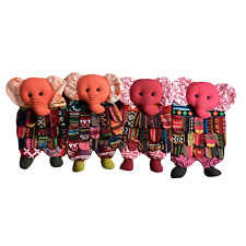 4x Elephant Kid School Travel Bag Head Stuffed Toy Thai Textile Boho Hippie