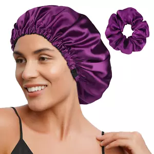 Double Layer Satin Bonnet Silk Bonnet Adjustable Hair Bonnet for Sleeping Hair B - Picture 1 of 11