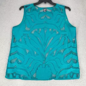 City Streets Lattice Tank Top Gr. XL ärmellos transparent türkis - Bild 1 von 7