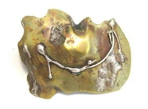 Studio Craft Silver and Brass Bandana Scarf Slide 14.5 grams  2 3/8” - Picture 1 of 2