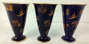 Kokura Ware Cobalt Blue Saki/Egg Cups Japan Lot of 3 - Picture 1 of 5