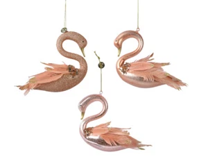 1 Christbaumschmuck Glas Schwan Pfau Vogel Weihnachtskugeln Weihnachtsdeko Rosa - Bild 1 von 1
