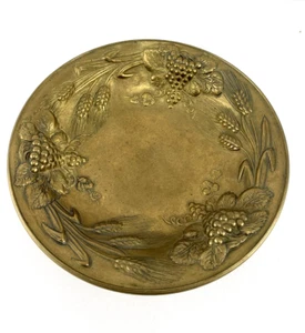 Frutero cosecha bronce dorado vintage 10" uvas trigo - Imagen 1 de 13