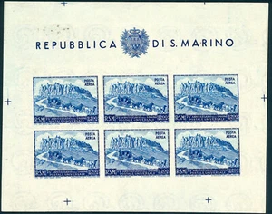 1949 San Marino foglietto 200 lire UPU non dentellato ** MNH perfetto spl - Foto 1 di 1