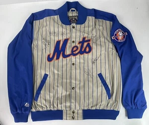 Mets Cooperstown Majestic Jacket 1969 World Series Throwback ✨ 2003 TEAM SIGNED! - Picture 1 of 15