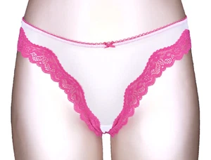 Victoria's Secret Tease NWT Large White Thong Panty Sheer Mesh High Leg Sexy - Picture 1 of 9