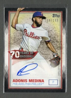 2021 Topps #70YA-AM Adonis Medina RC Autograph #'d 104/199 70 Years of Baseball - Image 1 of 2