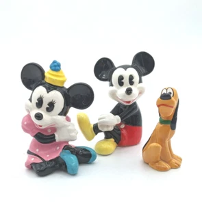 Vintage Pluto, Mickey & Minnie Mouse Figurines 3.5" Japan Walt Disney Production - Picture 1 of 10