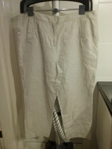 SPORTSCRAFT 100% linen pant, natural ,fly front, small pleats, pockets, 18, BNWT - Picture 1 of 12