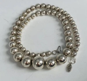 Collar de cadena vintage de plata esterlina graduada con cuentas de bola de 16 mm del suroeste - Imagen 1 de 11