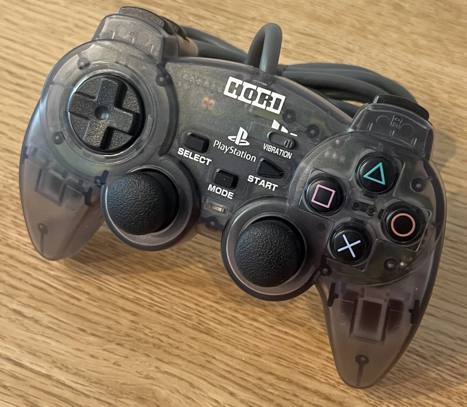 Hori Analog Sindou Pad Gamepad Controller Clear Black PS1 PSone Japan Tested - Image 1 of 4