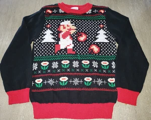 MARIO CHRISTMAS KNIT SWEATER boys size 7 black red white SCHOOL WEAR CUTE! - Picture 1 of 1
