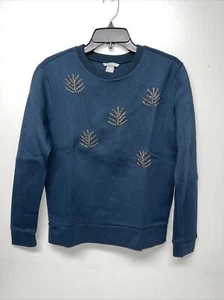 H&M Women's Bedazzled Sweatshirt, Decorated with Beads Navy Size XS NWT - Picture 1 of 5