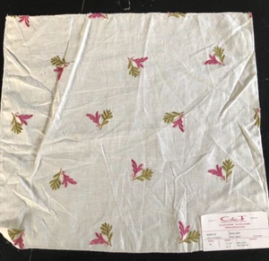 JANE CHURCHILL Malory in Pink, Green 16 x 17 1/2" Linen Floral Fabric Sample - Picture 1 of 3