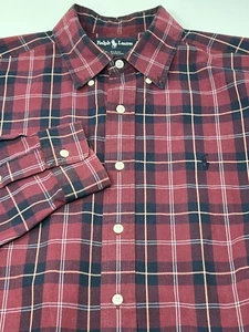 Camicia uomo Ralph Lauren Blake taglia grande rossa a quadri con bottoni manica lunga pony - Foto 1 di 6