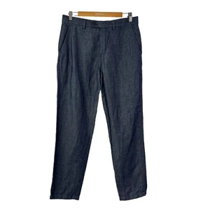 Ted Baker Hose Erwachsene London blau Leinenmischung flach vorne Herren Größe 32R 32x29 - Bild 1 von 9