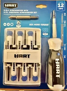 HART 6-in-1 Screwdriver With 6 Piece Precision Screwdriver Set, New - Picture 1 of 2