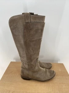 Frye 77534 Paige Damenstiefel US 6,5 B hoch Knie abgenutzt taupe Leder Reiten - Bild 1 von 7