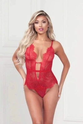 SEVEN 'TIL MIDNIGHT Women's One Size (2-14) Stretch Lace Sexy Teddy-Bodysuit - Image 1 of 4