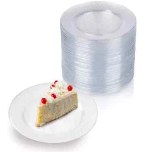 100 Clear Plastic Plates, 6.25 Inches Clear Plastic Dessert Plates, Round Par... - Picture 1 of 4