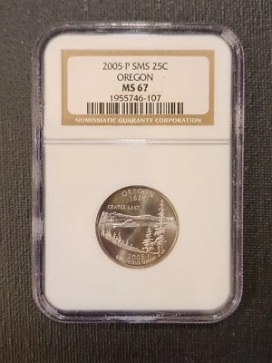 2005 P Quarter SMS 25c Oregon MS-67 NGC Graded sealed - Image 1 of 2