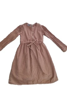 Tocoto Vintage girl's lined cotton Dress with Metallic Thread 8 VGUC - Picture 1 of 10