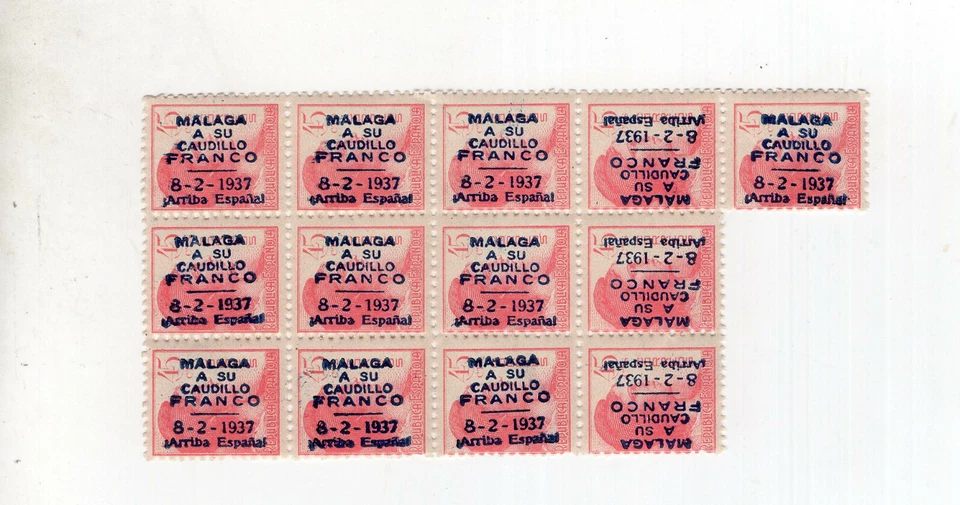 ESPAÑA GUERRA CIVIL, 13 SELLOS PATRIÓTICOS CON 3 TETE-BECHES, EN MUY BUEN ESTADO Foto 1 de 1