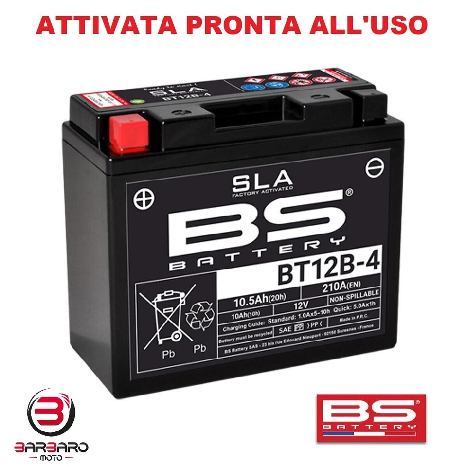 BATTERIA BS YT12B-4 ATTIVATA 12V 10Ah DUCATI MULTISTRADA 1200 S 2010 2011 2012 - Imagem 1 de 1