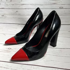 Fabulous Clarence Paris High Heel Shoes, Black Red Patent Leather Pumps, 38/5 UK - Picture 1 of 18