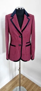 Boden pink tweed jacket size 12 pure wool blazer NEW TAGS Moon velvet accents - Picture 1 of 11