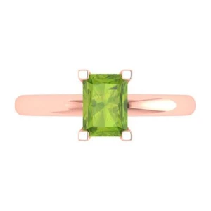 1 tcw Emerald Cut Engagement Ring for Women, 14K Rose Gold Peridot Promise Ring - Picture 1 of 11