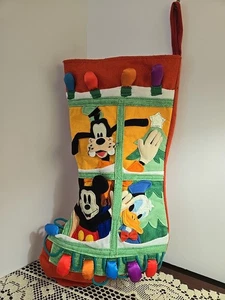 Vtg Disney Felt Christmas Stocking Mickey Donald Duck Goofy 3D Colorful 17" - Picture 1 of 16
