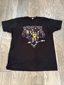 Weezer~Hella Mega Tour 2021 Med? (No Tags) T-Shirt Blk w/ 2-Sided Design PO-VG++ - Picture 1 of 4