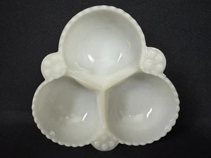 Vintage Hobnail White Milk Glass 3-Section Divided Relish Candy Serving Dish - Picture 1 of 5
