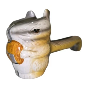 Squirrel Nut Cracker Heavy Ceramic Metal Vintage - Picture 1 of 9