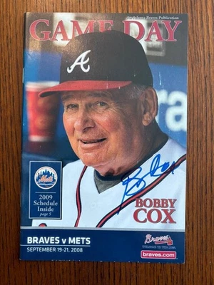 Bobby Cox Signed Atlanta Braves Gameday Program September 2008 vs Mets - Image 1 of 3